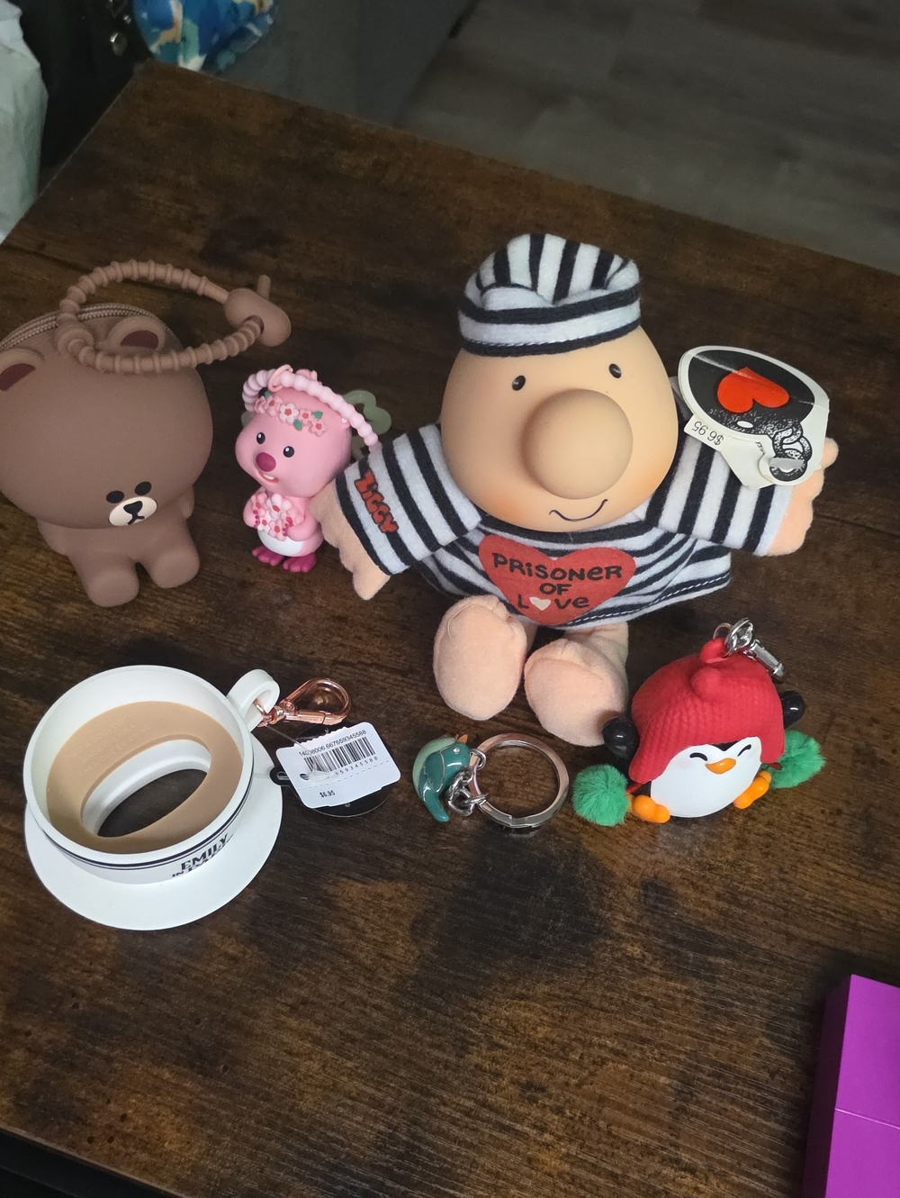 BUNDLE key Chains & ZIGGY Striped 'Prisoner of Love' Plush Doll - Black & White